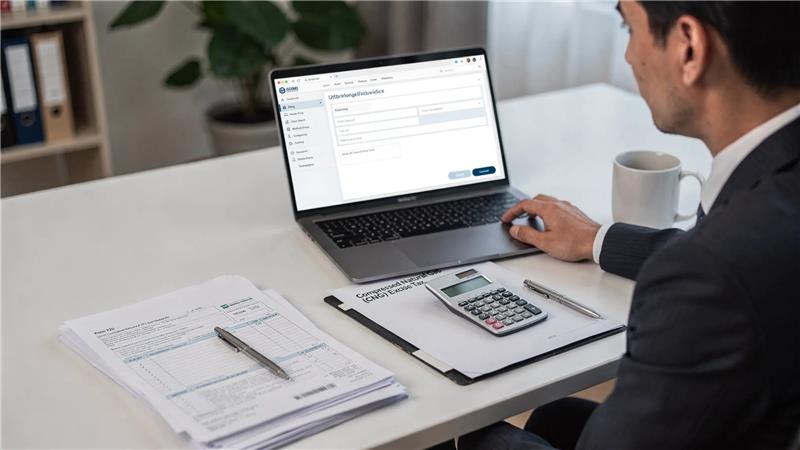 Tax professional completing Retail Tax Filing online